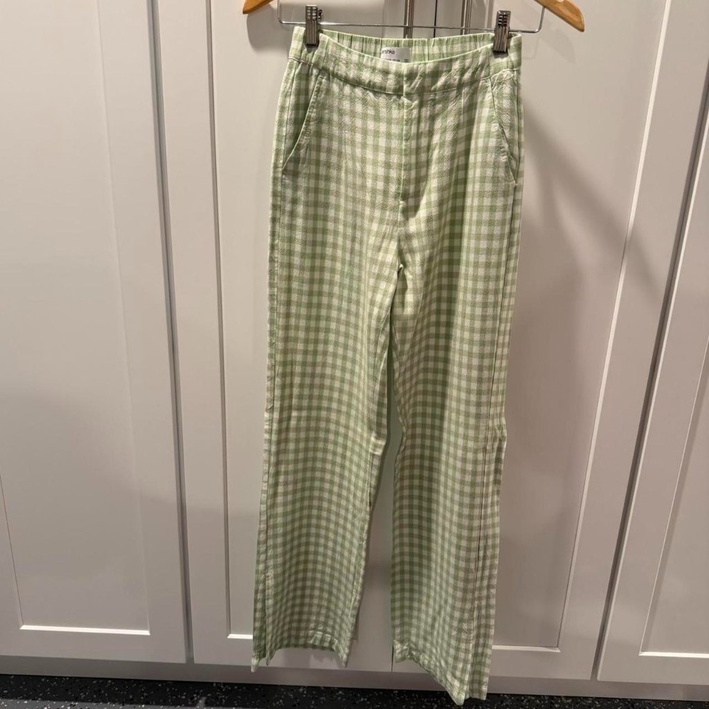Green And White Bershka Plaid Trousers